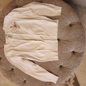 Women's Cream Floral Embroidered Cardigan